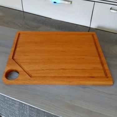 Imagem de Tabua De Carne Madeira Para Churrasco Cozinha Pequena Leve Corte Legumes Peixes Decorativa