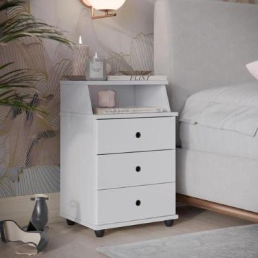 Imagem de Mesa De Cabeceira Quarto Cama Moderna 3 Gavetas E Nicho - LOJAS PRIMEL