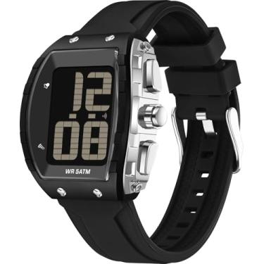 Imagem de findtime Relógio masculino falante para idosos, relógio digital fácil de ler, relógio de pulso com mostrador grande, à prova d'água, esportivo, moderno, eletrônico, para idosos, com LED, cronômetro