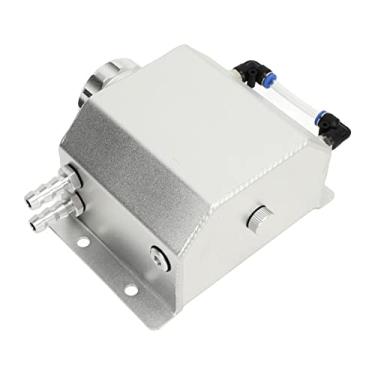Imagem de Tbest Tanque universal de expansão de refrigerante do motor 1L garrafa de reservatório de transbordamento de liga de alumínio radiador durável de alta temperatura para a maioria dos veículos (prata)