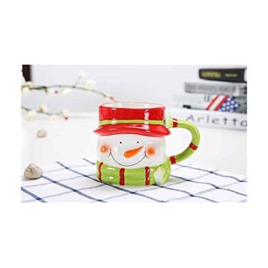 Imagem de Yalych Caneca clássica de papai noel cabeças caneca de cerâmica adorável copo infantil leite garrafas de café cerâmica bebidas canecas de bebida novidade xícara de café (cor: cinza)