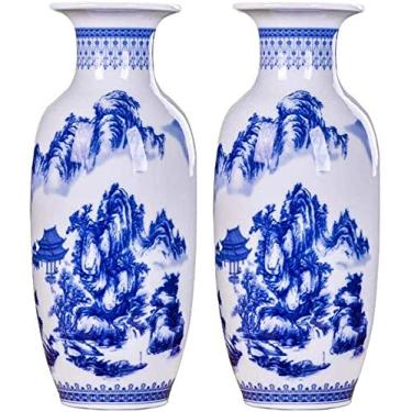 Imagem de Yalych Vaso de teto quarto chão grande sala de estar moderna minimalista artesanato decorativo ornamentos de cerâmica 37 x 17 cm WHLONG decoração de casa