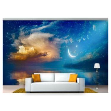 Imagem de Papel De Parede Lua Noite Praia Mar Oceano 3D  Nsk89 - Você Decora