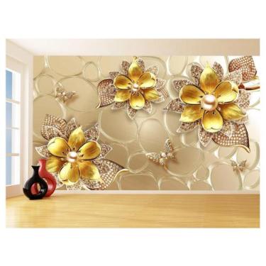Imagem de Papel De Parede 3D Floral Textura Sala Flores 3,5M Xfl345 - Você Decor