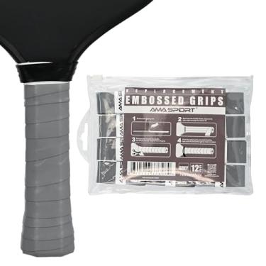 Imagem de PICKLETECH AMA Sport Pickleball Paddle Overgrip Tape - Pacote com 12 - Aderência macia e pura - Aderência absorvente e confortável para raquete de pickleball - cinza