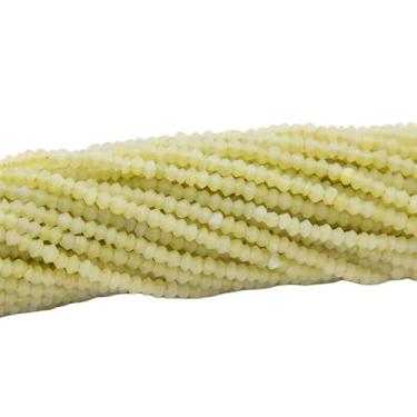 Imagem de Lady Works Fio de pedra natural de 33 cm amarelo claro verde turquesa, contas facetadas redondas de 3-4 mm para fazer joias DIY | Beads_05114