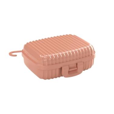 Imagem de Saboneteira Multiuso Com Tampa Fixa E Trava Estriado Plasútil(Pêssego)