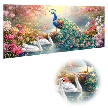 Imagem de Reofrey Kits de arte de diamante grande de forma especial DIY para adultos animais pavão, kits de pintura de diamante grande para adultos, tela bordada de ponto cruz de strass para artesanato