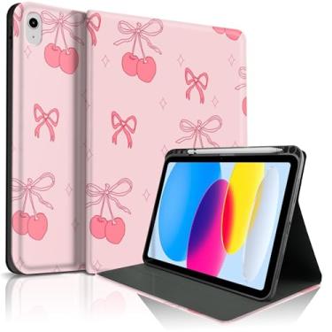 Imagem de TopPerfekt Capa para iPad 11th (A16) 11 polegadas 2025 / 10ª geração 11 polegadas 2022, capa protetora com design de estética elegante cereja chique bonito com suporte para lápis, antiderrapante, à