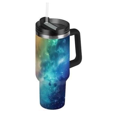 Imagem de SEHANY Copo Stars and Galaxy 1,134 g com tampa e canudo, aço inoxidável de vácuo duplo isolado garrafa de água esportiva suporte para copo de café de viagem à prova de vazamento para bebida gelada