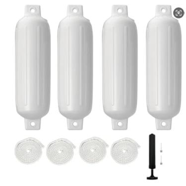 Imagem de Para-lamas de barco, pacote com 4 acessórios para barcos, para-choques de barco para ancoragem com 4 cordas, 1 bomba de ar e 2 agulhas, para-choques marítimos para atracar vários tipos de barcos