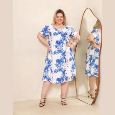 Imagem de Vestido Feminino Plus Size Estampado Com Decote Nas Costas - Rosana Fa