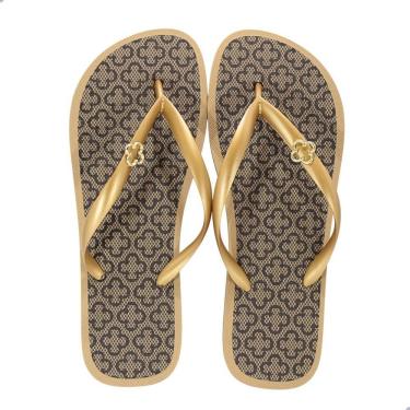 Imagem de Chinelo Feminino Capodarte 4016738 Ouro/Monograma Bege