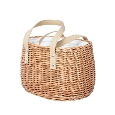 Imagem de Cesta térmica de salgueiro tecida à mão – Forro de lona com zíper para alimentos, mantimentos ou uso doméstico (28 x 20 x 19,9 cm)