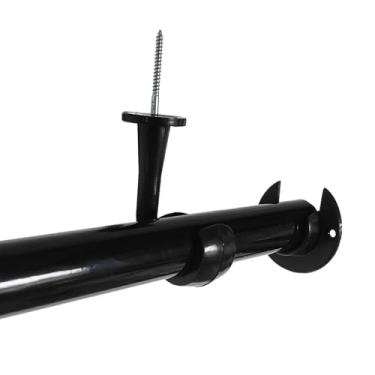 Imagem de Kit Varão de Cortina Roseta 28mm com Suporte de Teto (Preto, 2,50m)