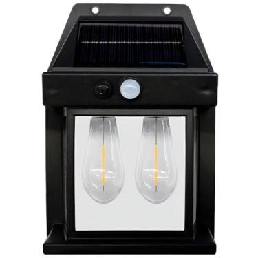 Imagem de Luminária Solar de Parede com Sensor de Presença, LED Branco Quente, 10W, IP65, Preta, 15x10cm