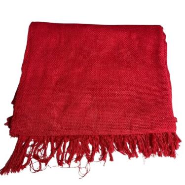 Imagem de Manta extragrande 210 x 120 cm 100% algodão puro Adequada para sofás ou camas, combinando funcionalidade protetora com um elegante apelo decorativo. (Vermelho)