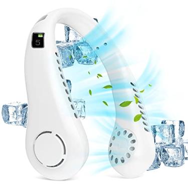 Imagem de Ventilador de Pescoço Suspenso Sem Folhas Portátil com Display Digital Capacidade Grande 2600mAh Recarregável via USB Ar Condicionado Manual Lazy