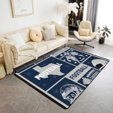 Imagem de jejeloiu Tapetes de futebol para sala de estar para quarto, 12 x 18 cm, Dallas, para crianças, meninos, meninas, rúgbi, decoração de sala de esportes, futebol americano, decoração de cidade, tapete