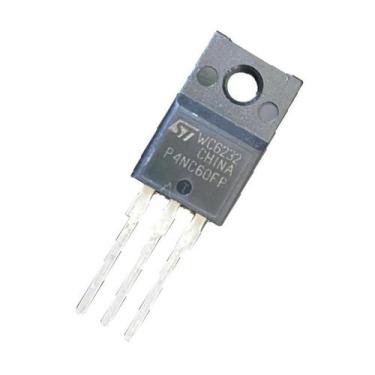 Imagem de Kit 5 pçs - transistor p4nc60fp - p4n60 fp isolado - mosfet