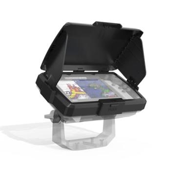 Imagem de HOLACA Capa protetora de proteção solar para Humminbird Helix 5 Chirp GPS G3 Fish Finder, capa de tela de proteção contra intempéries dobrável ABS (preto)