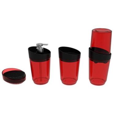 Imagem de Kit Banheiro Crippa 4 Peças Porta Escova Porta Sabonete Líquido Porta 