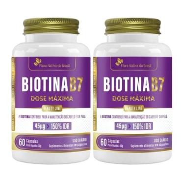 Imagem de Kit 2x Biotina B7 45ug 150% IDR 60 Capsulas Flora Nativa do Brasil
