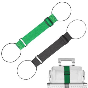 Imagem de Alças de bagagem, alças de bagagem, alças de conector de bagagem para malas, cinto elástico colorido ajustável pacote com 2, acessórios de mala de viagem (verde preto)