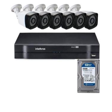 Imagem de Kit Segurança Dvr Intelbras 8 Ch c/hd e 6 Câmeras Full hd 2mp 1080p