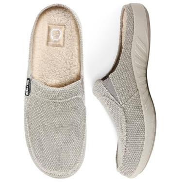 Imagem de WALK·HERO COMFORT AND SUPPORT Chinelos Para Fascite Plantar Para Homens Com Suporte De Arco, Chinelo Ortopédico De Lona Para Homens, Chinelo De Casa Com Sola De Borracha Antiderrapante Para Ambiente