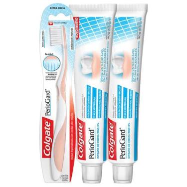 Imagem de Kit C/ 2 Cremes + Escova Dental Colgate PerioGard 90g