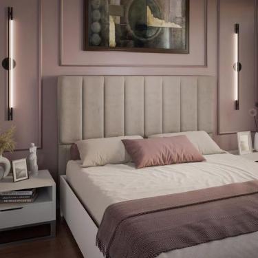 Imagem de Cabeceira Para Cama Box Queen Veneza Com Revestimento Dobuê Bege