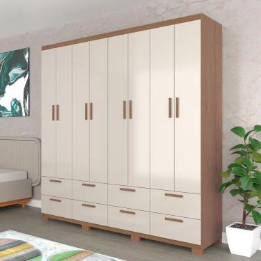 Imagem de Guarda-roupa Casal Coimbra 8 Portas 8 Gavetas Bartira Capuccino