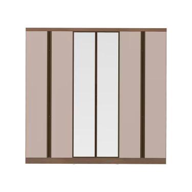 Imagem de Guarda Roupa Casal Bartira Monte Rei 6 Portas Com Espelho Avelã-cappuccino