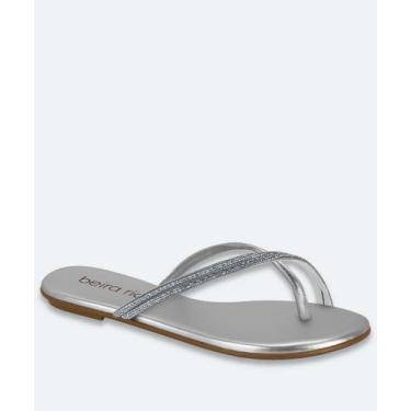 Imagem de Rasteirinha Feminina Strass Metalizada Beira Rio Prate-41126, 38, Prat