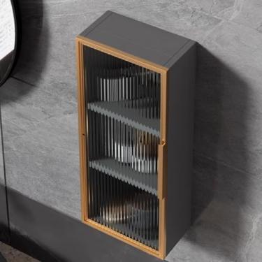 Imagem de Armário de remédios de porta de vidro montado na parede - Armazenamento elegante para cozinha, banheiro, escritório, sala de jantar e sala de estar - Armários de parede modernos com portas de vidro