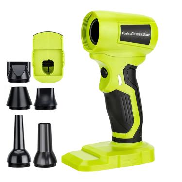 Imagem de Soprador de folhas sem fio compatível com bateria Ryobi 96000RPM motor sem escovas soprador de pó elétrico portátil com 5 bocais para secagem de carros, teclado, entrada de garagem, pequenos detritos