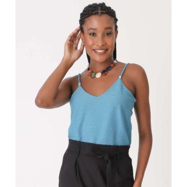 Imagem de Blusa Feminina Textura Alças Finas Marisa-89051, Azul, P