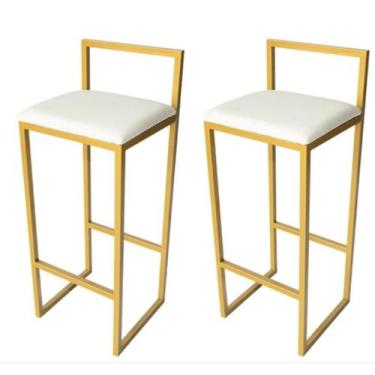 Imagem de Kit 2 Banqueta Alta Industrial Para Balcão Bistro Cozinha Dourada Asse