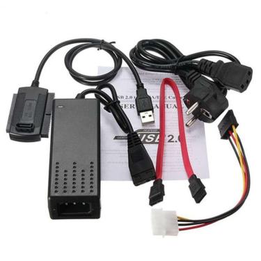 Imagem de Kit Cabo Adaptador Conversor Sata Ide Para Usb 2.0 Com Fonte