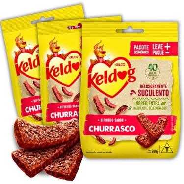 Imagem de Kit 3 Petisco Bifinho Keldog Criadores Sabor Churrasco para Cães - 500