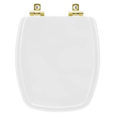 Imagem de Assento Sanitário Soft Close Primula Plus Branco Para Vaso Fiori Com Ferragem Dourada