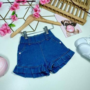 Imagem de Short e Short saia jeans infantil com lycra Cor:BLUSA STRASS PINKTaman