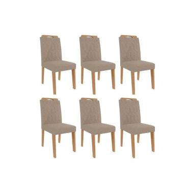 Imagem de Cadeira Cozinha Paola Wood Kit 6 Un Carvalho/linho Bege - Cimol