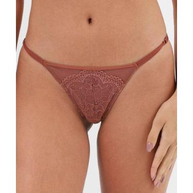 Imagem de Calcinha String Renda Tule Marisa Marrom-55063, Marrom, GG