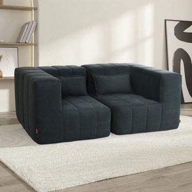 Imagem de Sofá Modular 2 Lugares com Braços Laterais Easybox Cabecasa Madeiraoriginals Cotelê Verde Escuro