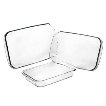 Imagem de Conjunto de Assadeiras Marinex - Retangular de Vidro 3 Peças Celebrity