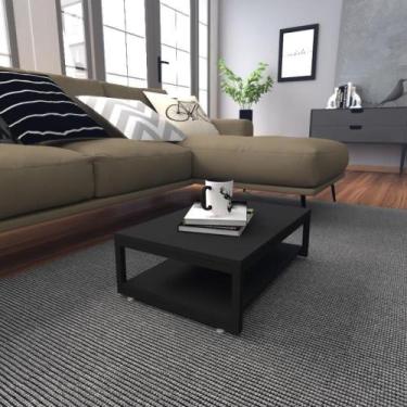 Imagem de Mesa De Centro Sala Industrial Preta Quadrada Retangular Mesinha De Ce