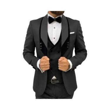 Imagem de Terno Formal Masculino Azul Royal Para Casamento Com Colete E Calça, L