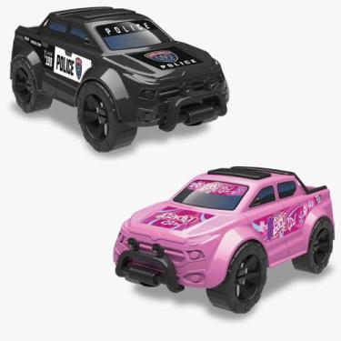 Imagem de Kit Carrinho Pick Up Force Police Polícia + Lady Camionete Carro Roda 